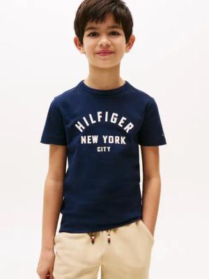 Tommy Hilfiger T-Shirt CURVED HILFIGER GRAPHIC TEE SS für Kinder bis 16 Jahre, großer Logo-Print
