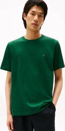 Tommy Hilfiger T-Shirt "ESSENTIAL REG FIT SOLID TEE mit Stickerei und Rundhals" unifarben, casual, regular fit, Baumwolle, Rundhals