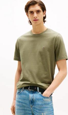 Tommy Hilfiger T-Shirt "ESSENTIAL REG FIT SOLID TEE mit Stickerei und Rundhals" unifarben, casual, regular fit, Baumwolle, Rundhals