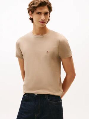 Tommy Hilfiger T-Shirt "STRETCH SLIM FIT" unifarben, casual, slim fit, Baumwollmix, Rundhals