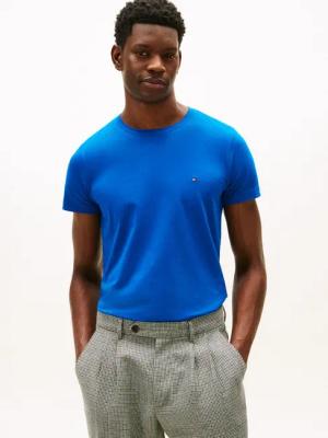 Tommy Hilfiger T-Shirt STRETCH SLIM FIT unifarben, casual, slim fit, Baumwollmix, Rundhals