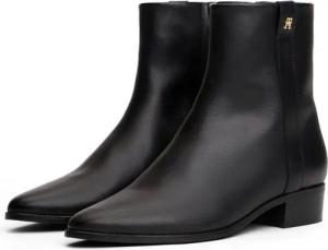 Tommy Hilfiger TH LEATHER POINTY ZIP BOOTIE Stiefelette, Blcokabsatz, Businessschuh, Westernstiefelette in spitzer Form