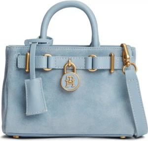 Tommy Hilfiger Tragetasche AMERICAN ICON MICRO TOTE SUEDE, Damen Handtasche, Minibag mit Bändern und Schloss-Schmuckelement