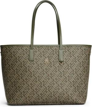 Tommy Hilfiger Tragetasche TH MONOPLAY LEATHER TOTE, Damen Schultertasche mit bedrucktem TH-Monogramm
