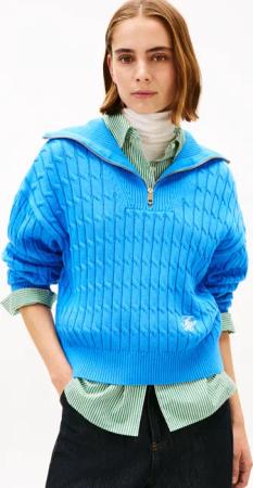 Tommy Hilfiger Troyer "CO CABLE MID GG 1/2 ZIP LS SWT" mit Zopfmuster