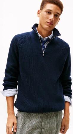 Tommy Hilfiger Troyer FISHERMAN RIB ZIP MOCK relaxed fit, Stehkragen mit Reißverschluss