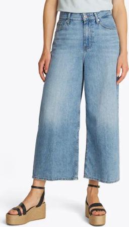 Tommy Hilfiger Weite Jeans "Wide Leg High Waist" mit Logo-Badge, in blauer Waschung
