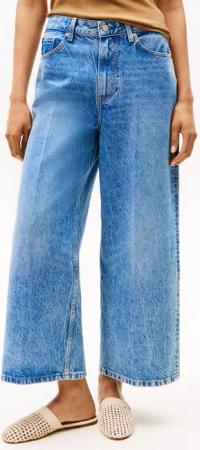 Tommy Hilfiger Weite Jeans WIDE LEG HW LOU mit Logo-Badge, mit Nieten, mit Bügelfalten