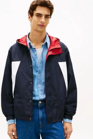 Tommy Hilfiger Wendejacke "REVERSIBLE COLOR BLOCK" mit Kapuze wasserfeste Regenjacke, Regular fit zum Wenden