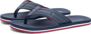 Tommy Hilfiger Zehentrenner "HILFIGER PADDED BEACH SANDAL" Sommerschuh, Flats, Strandschuh mit Ziersteppung