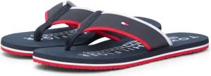Tommy Hilfiger Zehentrenner "HILFIGER TUMBLE BEACH SANDAL", Sommerschuh, Badeschuh mit dreifarbiger Laufsohle