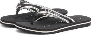 Tommy Hilfiger Zehentrenner "TH WEBBING SUMMER SANDAL" Sommerschuh, Strandschuh, Dianette mit Streifen und Logoschriftzug