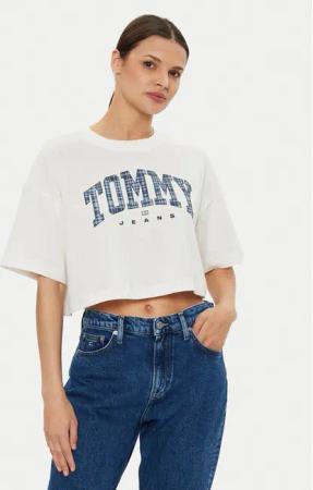 Tommy Jeans T-Shirt DW0DW18420 Écru Oversize