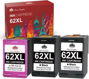 Toner Kingdom Druckerpatronen für HP 62 XL OfficeJet 200 250 Mobile 5740 5742 8040 Tintenpatrone (500-tlg)