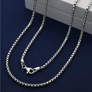 Tony Fein Silberkette Venezianerkette 3mm 925er Silber Rhodiniert Hochglanzpoliert, Made in Italy für Damen und Herren