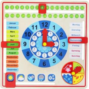 Tooky Toy Lernspielzeug Holz Jahresuhr Lernuhr - Kinderuhr ab 36 Monaten ca. 30 x 30 x 5 cm