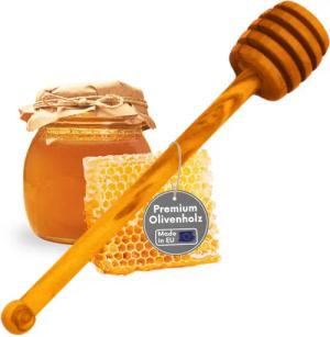 Topanbieter999 Servierlöffel Honiglöffel Olivenholz 16 cm, Hergestellt in der EU, Geschmackneutral & hygienisch, Tropffreies Portionieren von Honig