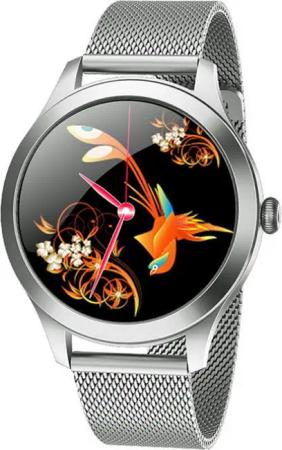 TPFNet Damen Smart Watch / Fitness Tracker IP68 - Milanaise Armband - Android & IOS - Silber