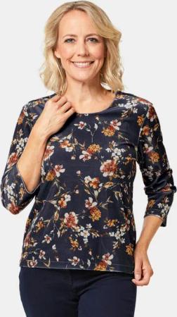 Trageangenehmes Pannesamt-Shirt - marine / braun / gemustert - Gr. 44 von Goldner Fashion