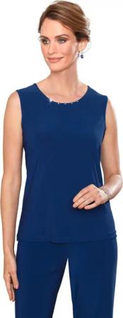 Trageangenehmes Slinky-Top mit Steinchen - royalblau - Gr. 19 von Goldner Fashion