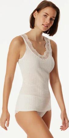 Trägertop Feinripp Nadelzug Spitze off-white - Revival Marie 42