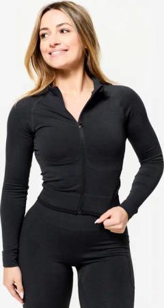 Trainingsjacke Damen Krafttraining Seamless - schwarz