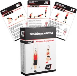 Trainingskarten - Set, 49 Eigengewichtsbungen Fitnesskarten, Kompakt, Tragbar
