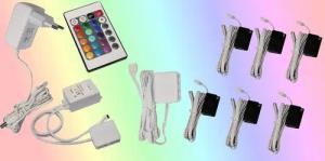 TRANGO LED Glaskantenbeleuchtung, 6er Set RGB Farbwechsel LED Glaskantenbeleuchtung 5022-06 inkl. Fernbedienung Schrankbeleuchtung I Glasbodenbeleuchtung I Vitrinenbeleuchtung, LED Clips I Möbelbeleuchtung