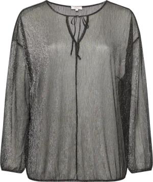 Transparente Meshbluse mit Glitzergarn und überschnittenen Schultern