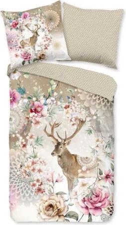 Traumschloss Bettwäsche Comfort Baumwolle, Flanell, 2 teilig, winterlicher Hirsch mit Mandalas