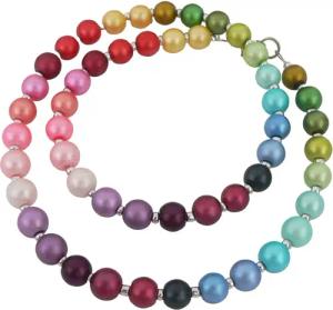 traumschmuck Perlenkette 441f Halskette Glas-/Muschelkernperlen seidenmattmehrfarbig, bunt, (Geschenk, Muttertag, Weihnachten, Geburtstag, Valentinstag, incl. Schmuckbox), handgefertigt, Made in Germany