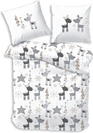 Träumschön Bettwäsche Biber Winter- Weihnachtsbettwäsche 135x200 cm oder 155x220 cm, Rentier, Biber, 2 teilig, mit Reißverschluss, 100% Baumwolle, kuschelig warm im Winter