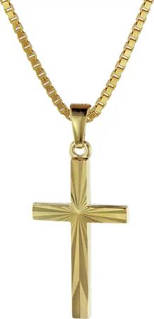 trendor 08512 Kreuz-Anhänger Gold 333/8K 22 mm mit goldplattierter Silberkette