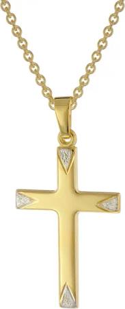 trendor 51825 Kreuz-Anhänger Bicolor Gold 585/14K mit vergoldeter Silberkette