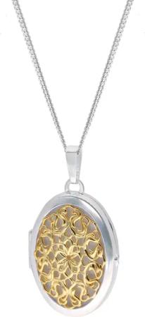 trendor 68504 Damen-Kette mit Medaillon aus 925 Silber Bicolor