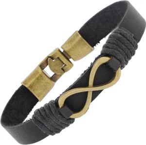 trendor 75799 Leder-Armband Unendlichkeit Schwarz