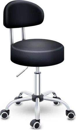 TRESKO Drehhocker Rollhocker mit Lehne, Arbeitshocker höhenverstellbar 46-58 cm, Bürostuhl mit Rollen Hocker Drehstuhl Kosmetikhocker