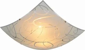 TRIO Leuchten LED Deckenleuchte, LED wechselbar, Warmweiß, Deckenschalen flach eckig Lampenschirm Milchglas mit Silber Weiß Ø40cm