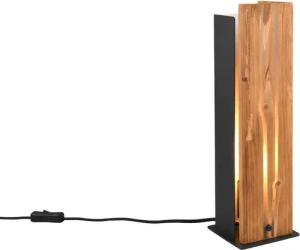 TRIO Leuchten LED Tischleuchte, Dimmfunktion, LED wechselbar, warmweiß, Große rustikale Holz-lampe für Fensterbank & Beistelltisch