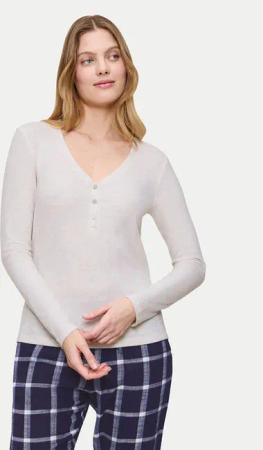 Triumph Pyjama-T-Shirt Mix&Match 10225031 Écru Regular Fit