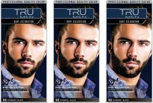 TRU Bartfarbe 3x TRU MEN Bart-Coloration Farben (3´er Pack) 90 - Schwarz, Spar-Set, 3-tlg.