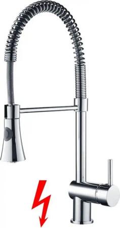 Tuganna Spültischarmatur Gastro Niederdruck Spiralfederarmatur Einhebelmischer Geschirrbrause, Chrom