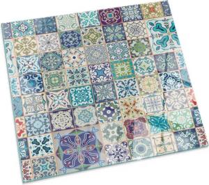 Tulup Bodenschutzplatte Blau Mosaikfliesen, Schutzplatte aus Gehärtetem Glas Kaminbodenplatten