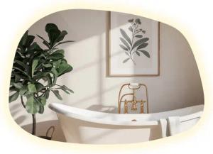 Tulup LED-Lichtspiegel Badezimmerspiegel Ausgefallene Spiegel LED Klecksform Organische, Neutrales Licht, Im Spiegel integrierte LED-Beleuchtung