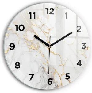 Tulup Wanduhr Glasuhr Marmor Dekorative Runde Uhr aus Gehärtetem Glas Glaswanduhr