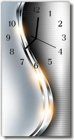 Tulup Wanduhr Silberne Welle Moderne Küche Stille Glasuhr 30 cm x 60 cm (Analog, Stille Uhr)
