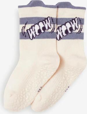 Turnsocken Kinder rutschfest atmungsaktiv - 600 beige mit Mustern