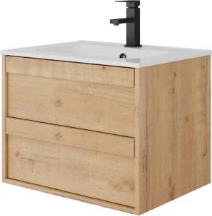 UEV Waschtisch mit Unterschrank, Waschbeckenunterschrank 60cm/75cm/90cm hängend (Komplett-Set, Badezimmmer Schrank für Gäste WC, mit Wasserhahn und Pop-up-Ablassventil), Keramik Waschbecken, Soft-close Schubladen