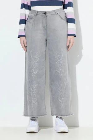 Ulla Popken 5-Pocket-Jeans Jeans Mary Stickerei Fransensaum Stretchdenim