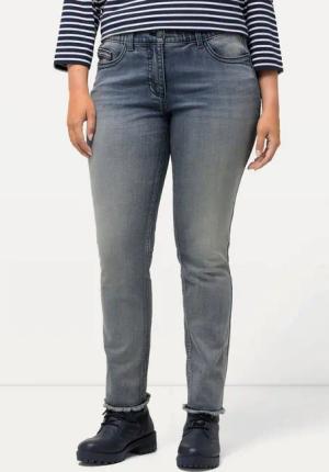 Ulla Popken 5-Pocket-Jeans Jeans Sarah Fransensaum schmales Bein Elastikbund